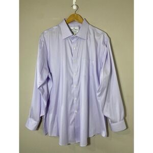 Brooks Brothers Performance Non-Iron Stretch Dress Shirt Purple Men 17.5 Coolmax